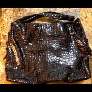 HUGE! Stuart Weitzman shoulder bag croc leather
